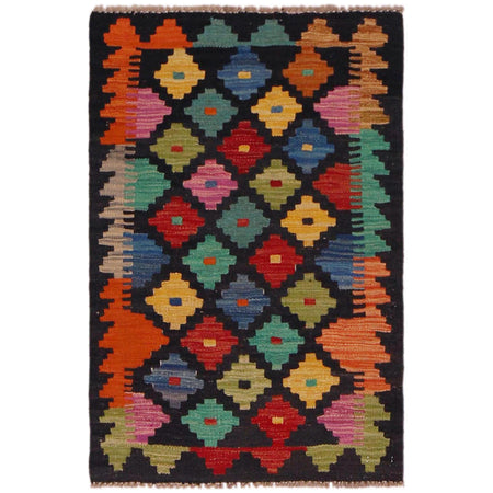 Hand Made Afghan Kilim 2' 0" x 3' 0" ft / 60 x 91 cm - No. P35620