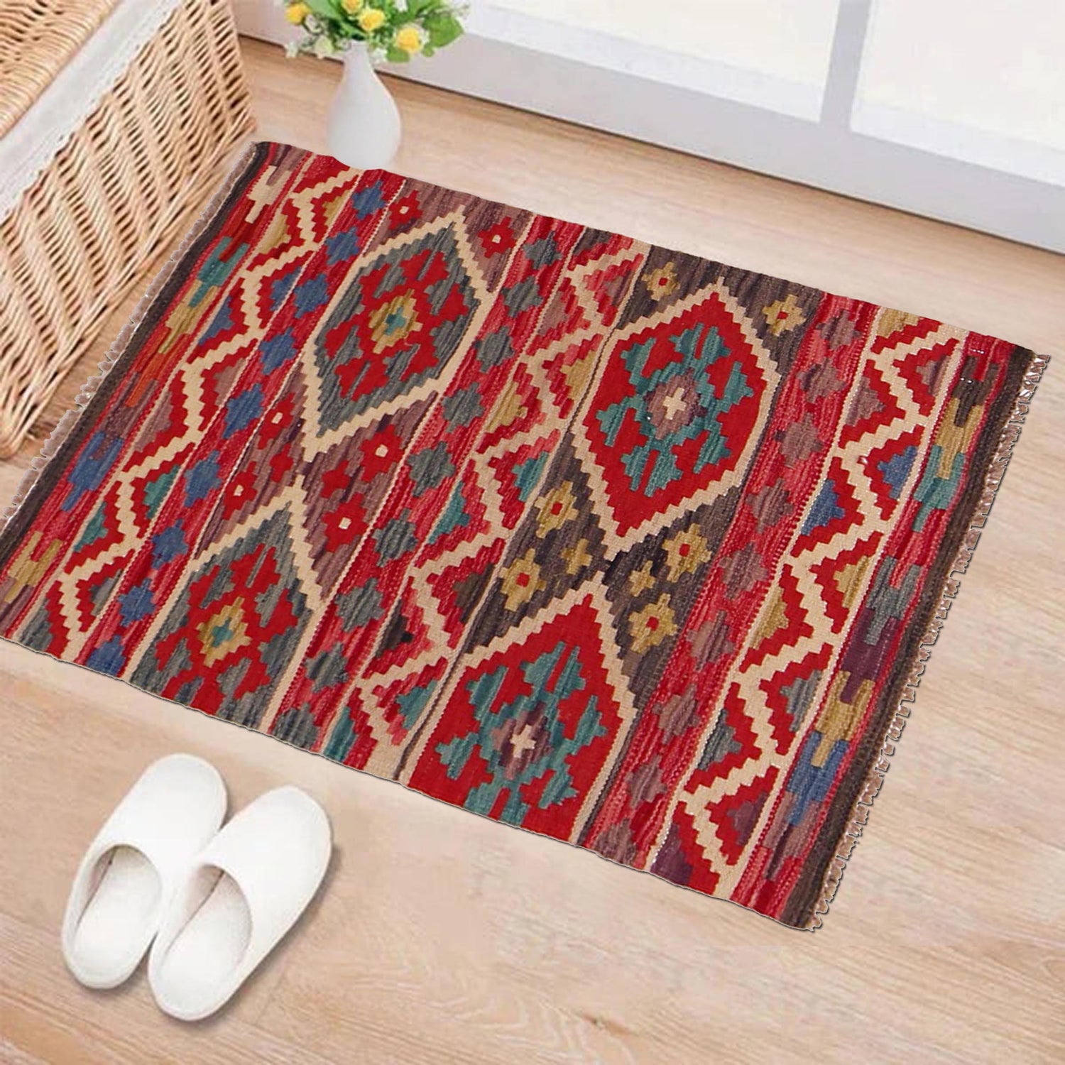 Handmade Vegetable Kelim 2' 2" x 2' 10" ft / 65 x 87 cm - No. P35625