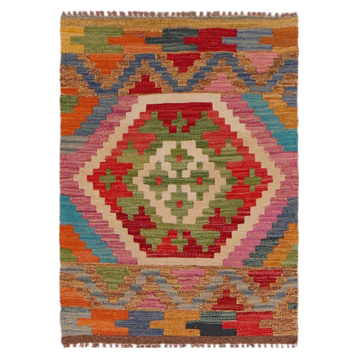Hand Knotted Flatweave Kilim 2' 2" x 3' 0" ft / 65 x 91 cm - No. P35630