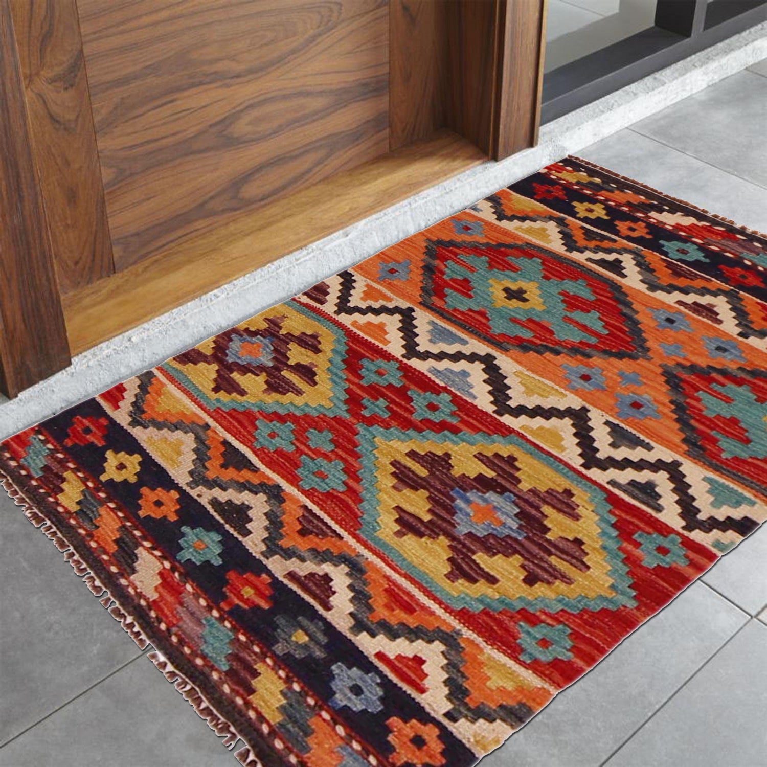 Hand Made Afghan Kilim 2' 0" x 3' 0" ft / 62 x 92 cm - No. P35634
