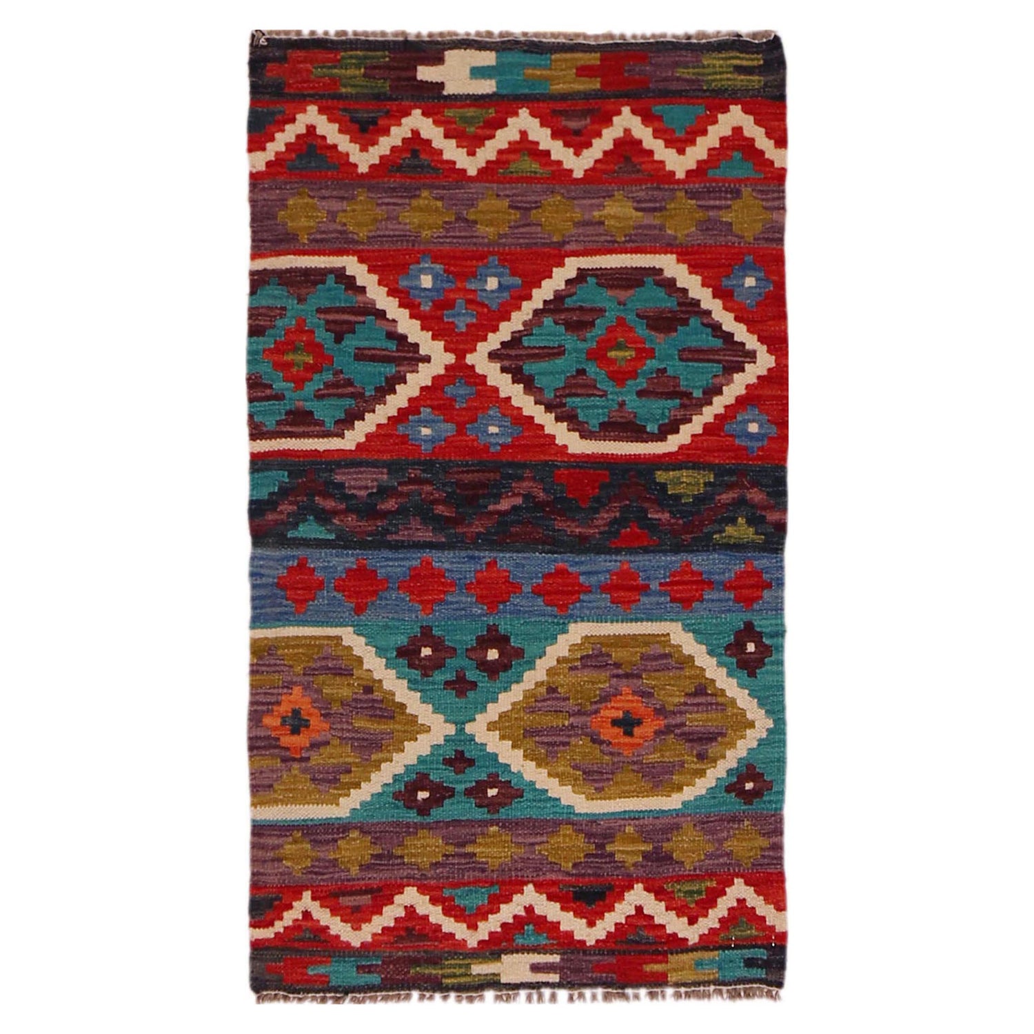 Handmade Vegetable Kelim 1' 11" x 3' 4" ft / 59 x 102 cm - No. P35638