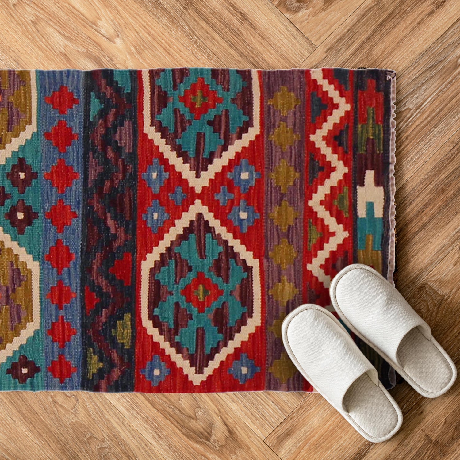 Handmade Vegetable Kelim 1' 11" x 3' 4" ft / 59 x 102 cm - No. P35638