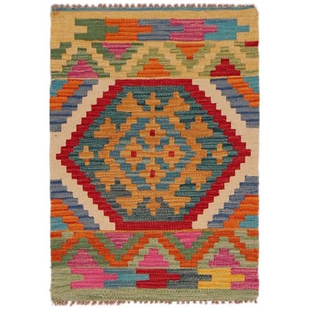 Handmade Turkish Design Wool Kilim 2' 2" x 3' 0" ft / 65 x 91 cm - No. P35642