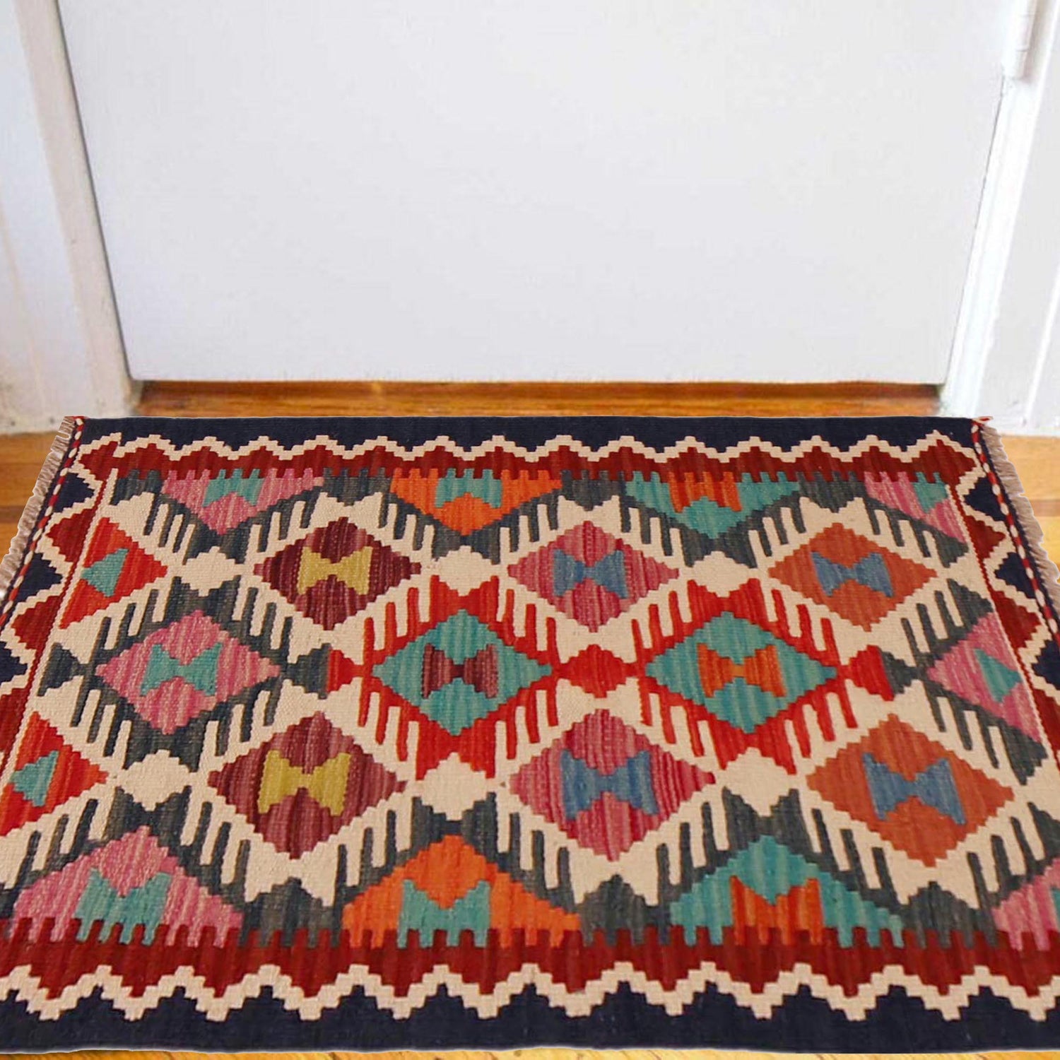 Hand Knotted Flatweave Kilim 2' 1" x 3' 0" ft / 63 x 92 cm - No. P35660