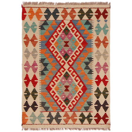 Handmade Afghan Vegetable Kilim 2' 2" x 3' 1" ft / 65 x 95 cm - No. P35661