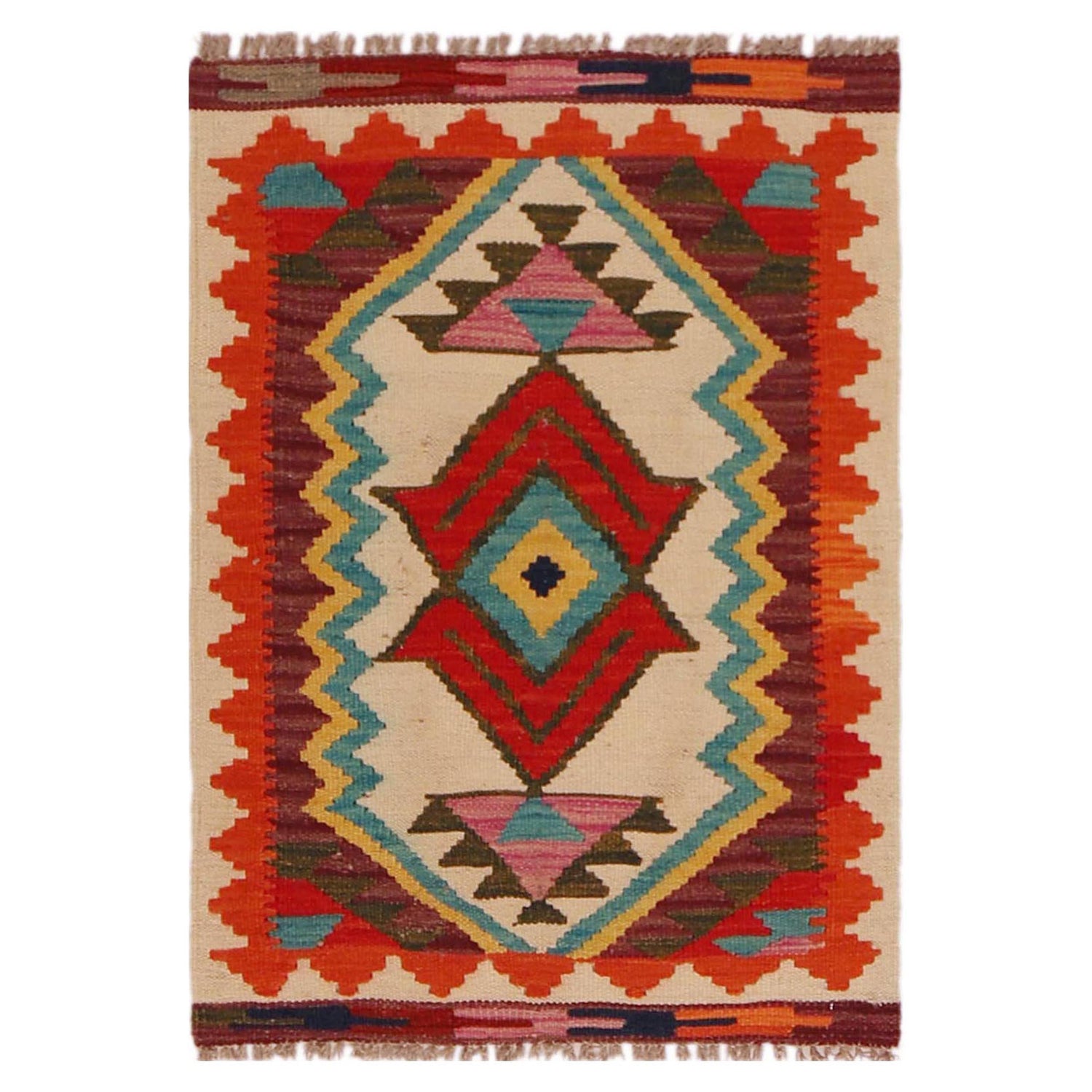 Hand Knotted Flatweave Kilim 2' 0" x 2' 10" ft / 62 x 87 cm - No. P35671