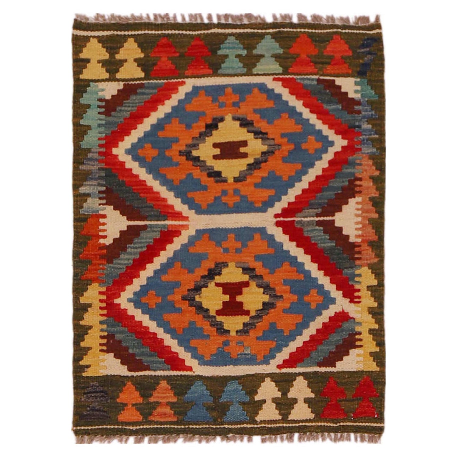 Handmade Vegetable Kilim 2' 0" x 2' 9" ft / 61 x 83 cm - No. P35675
