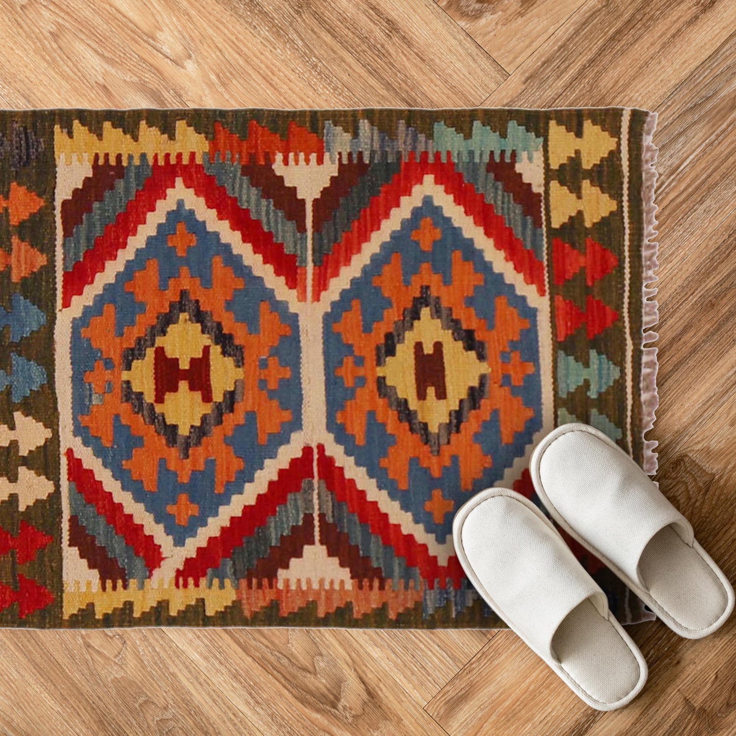 Handmade Vegetable Kilim 2' 0" x 2' 9" ft / 61 x 83 cm - No. P35675