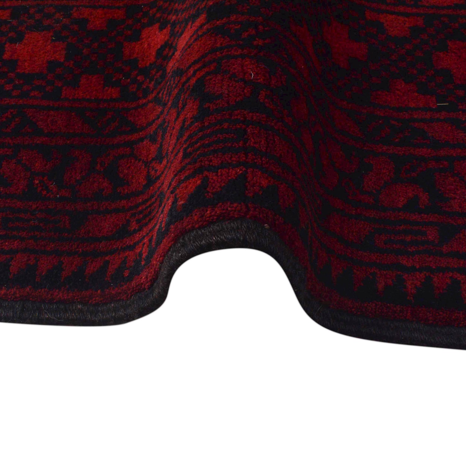 Hand Knotted Afghan Filpa Rug - Red Oriental Wool Carpet 6' 11" x 10' 1" ft / 210 x 307 cm - No. P35679