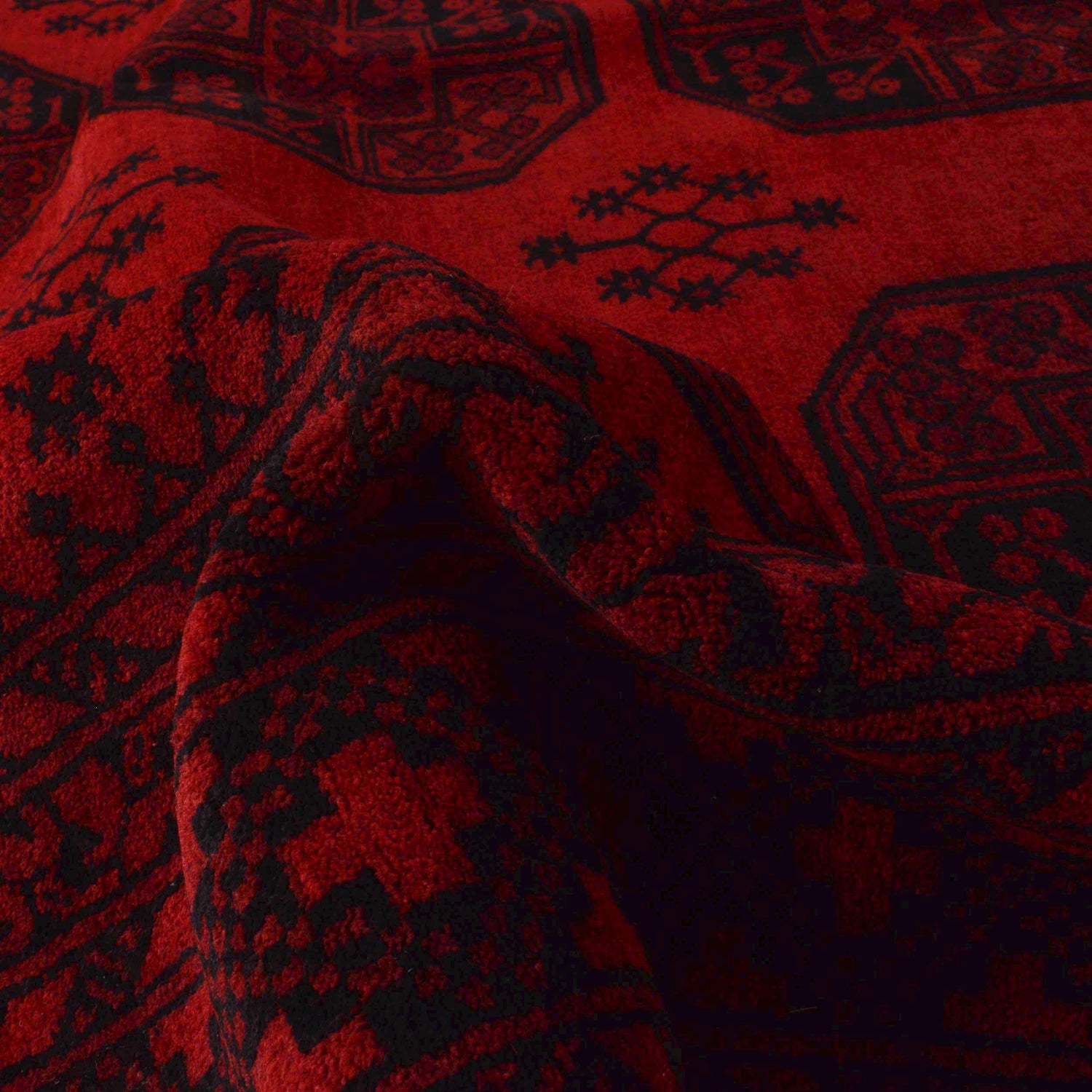 Hand Knotted Afghan Filpa Rug - Red Oriental Wool Carpet 6' 11" x 10' 1" ft / 210 x 307 cm - No. P35679