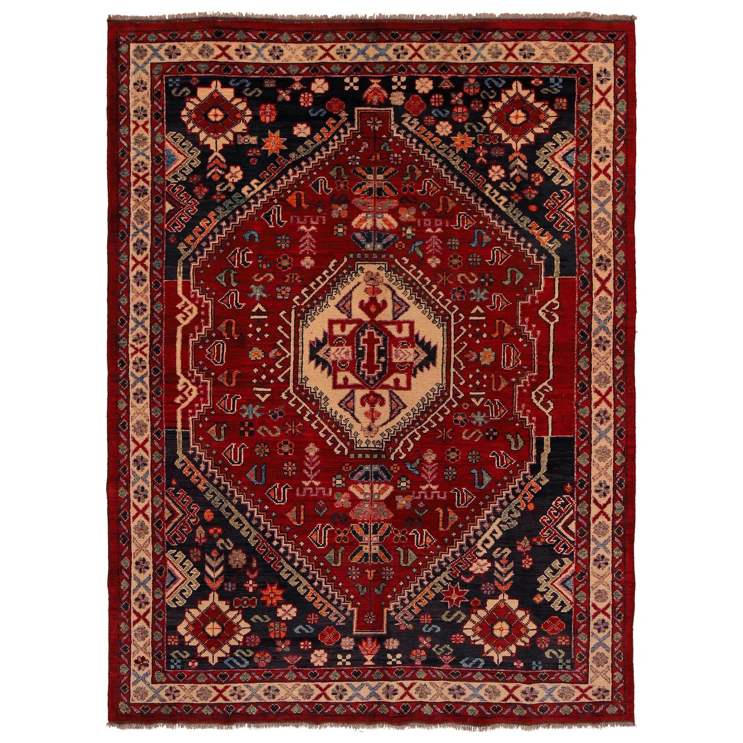 Shirazi Hand Knotted Carpet 6' 7" x 9' 4" ft / 200 x 285 cm - No. P35681