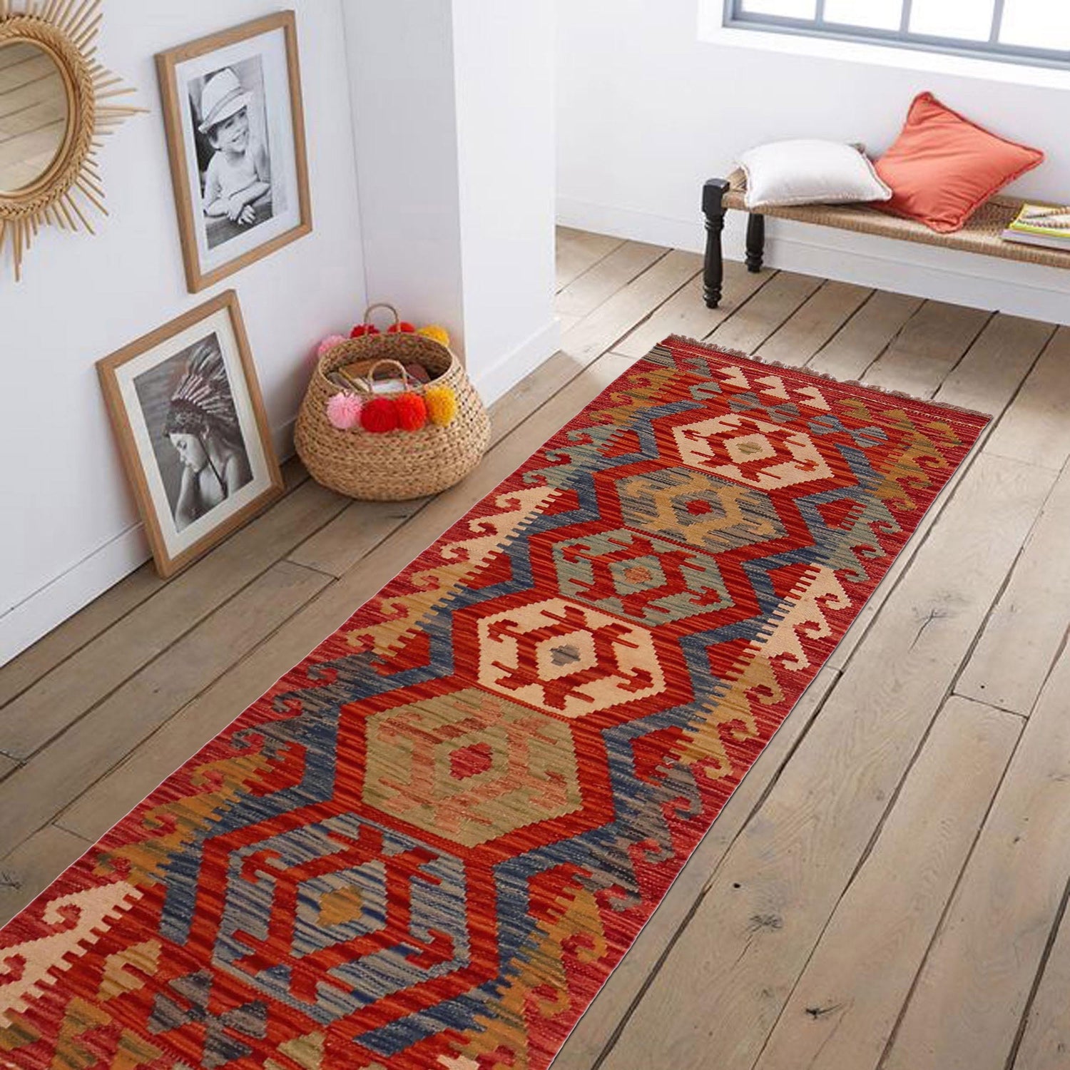 Handmade Vegetable Kilim Runner 1' 10" x 4' 10"  ft / 55 x 148 cm - No. P35687