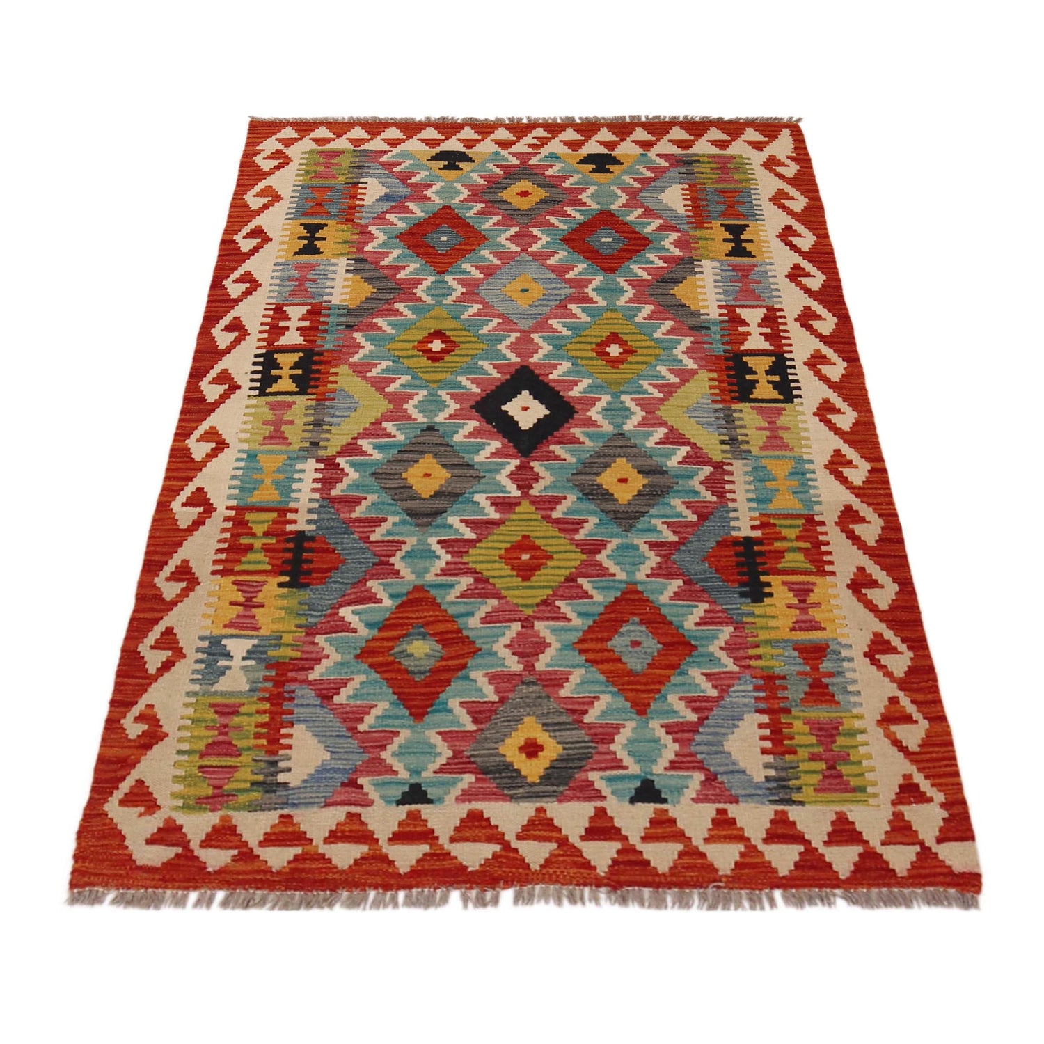 Hand Knotted Flatweave Kilim 3' 3" x 5' 0" ft / 100 x 152 cm - No. P35689