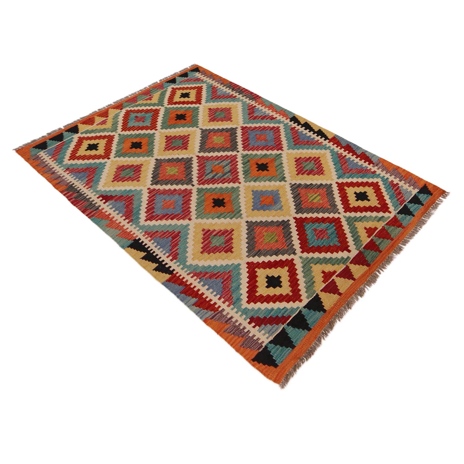 Handmade Afghan Vegetable Kilim 3' 5" x 5' 0" ft / 103 x 153 cm - No. P35690