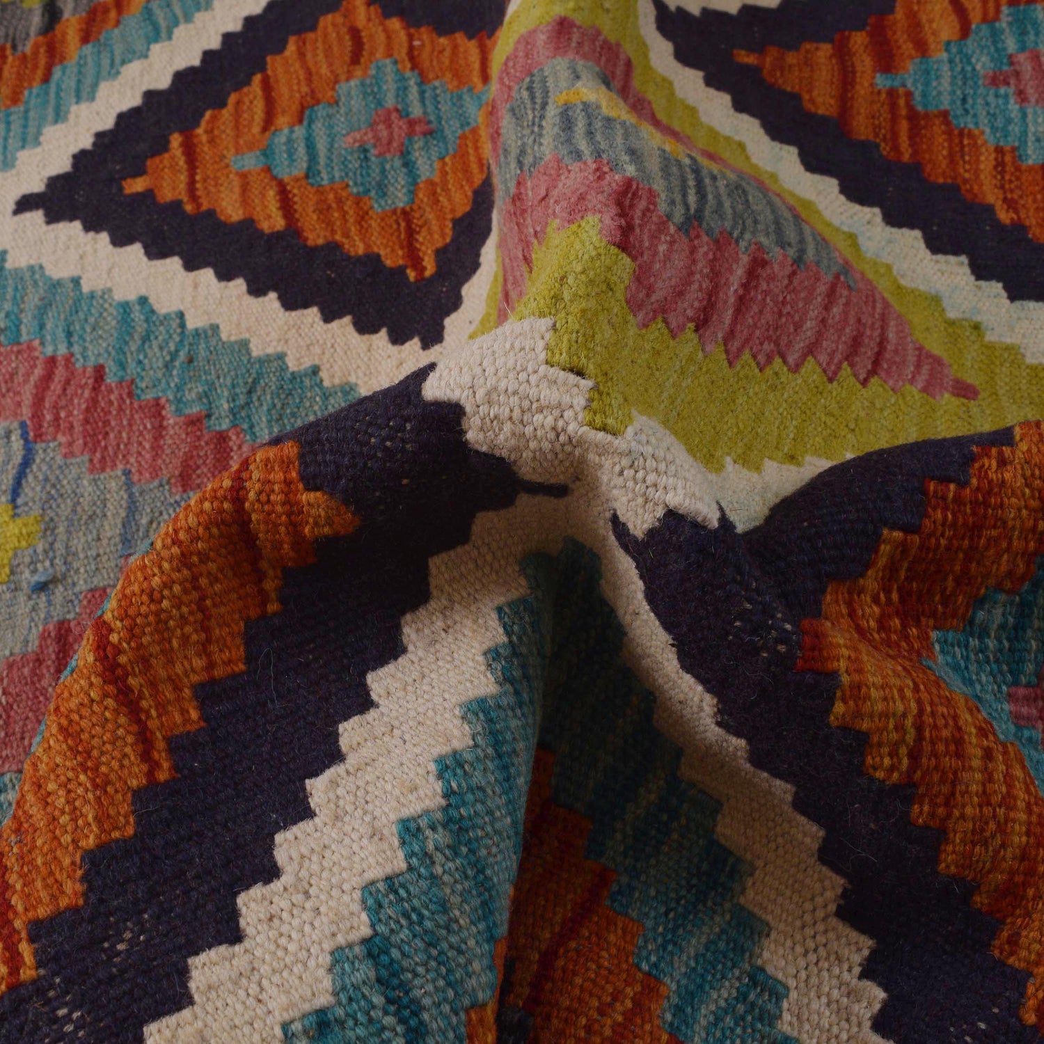 Hand Made Afghan Kilim 3' 3" x 4' 9" ft / 98 x 146 cm - No. P35691