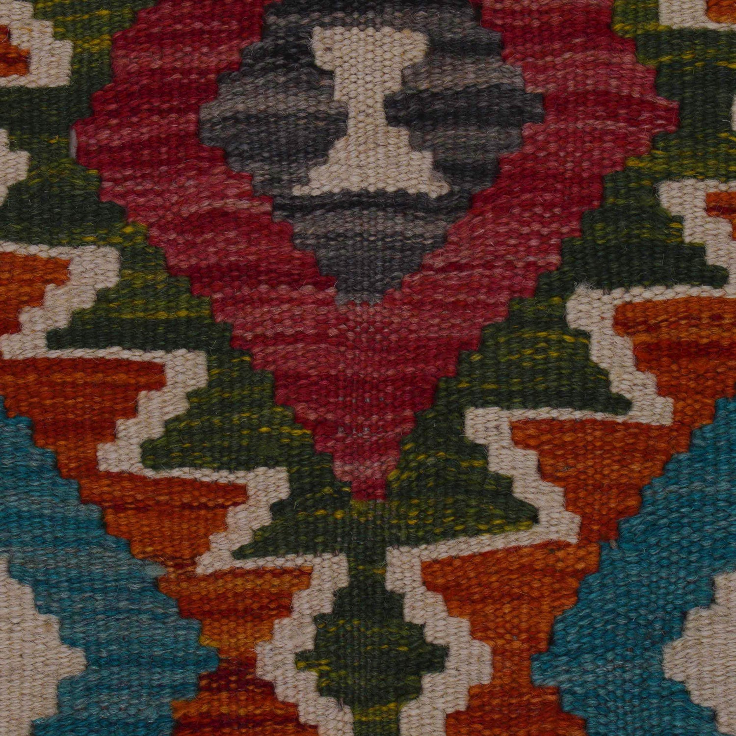 Multi Color ful Flat-Weave Wool Kilim 3' 3" x 4' 9" ft / 100 x 145 cm - No. P35692
