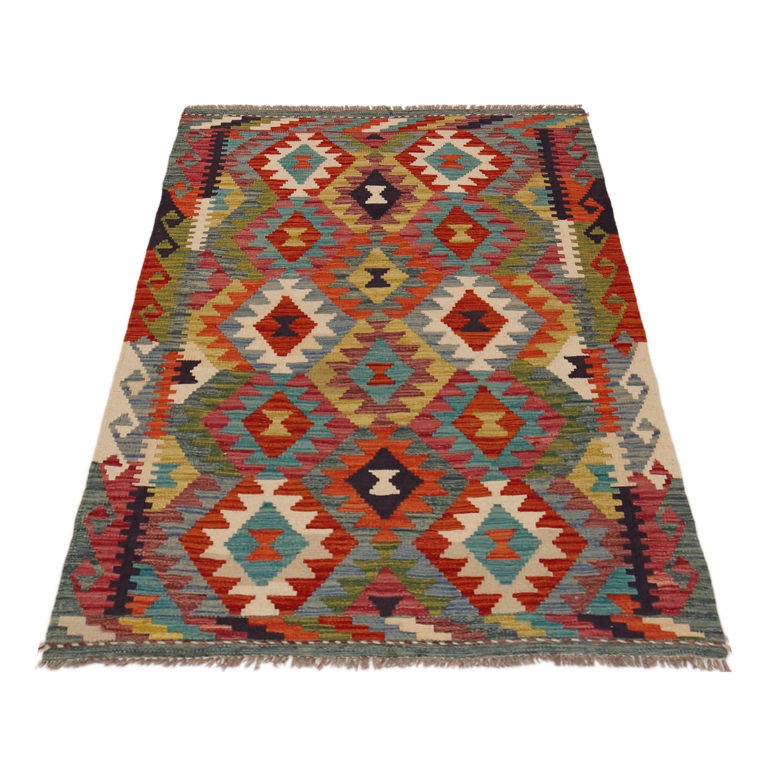 Handmade Vegetable Kilim 3' 3" x 4' 9" ft / 100 x 146 cm - No. P35693
