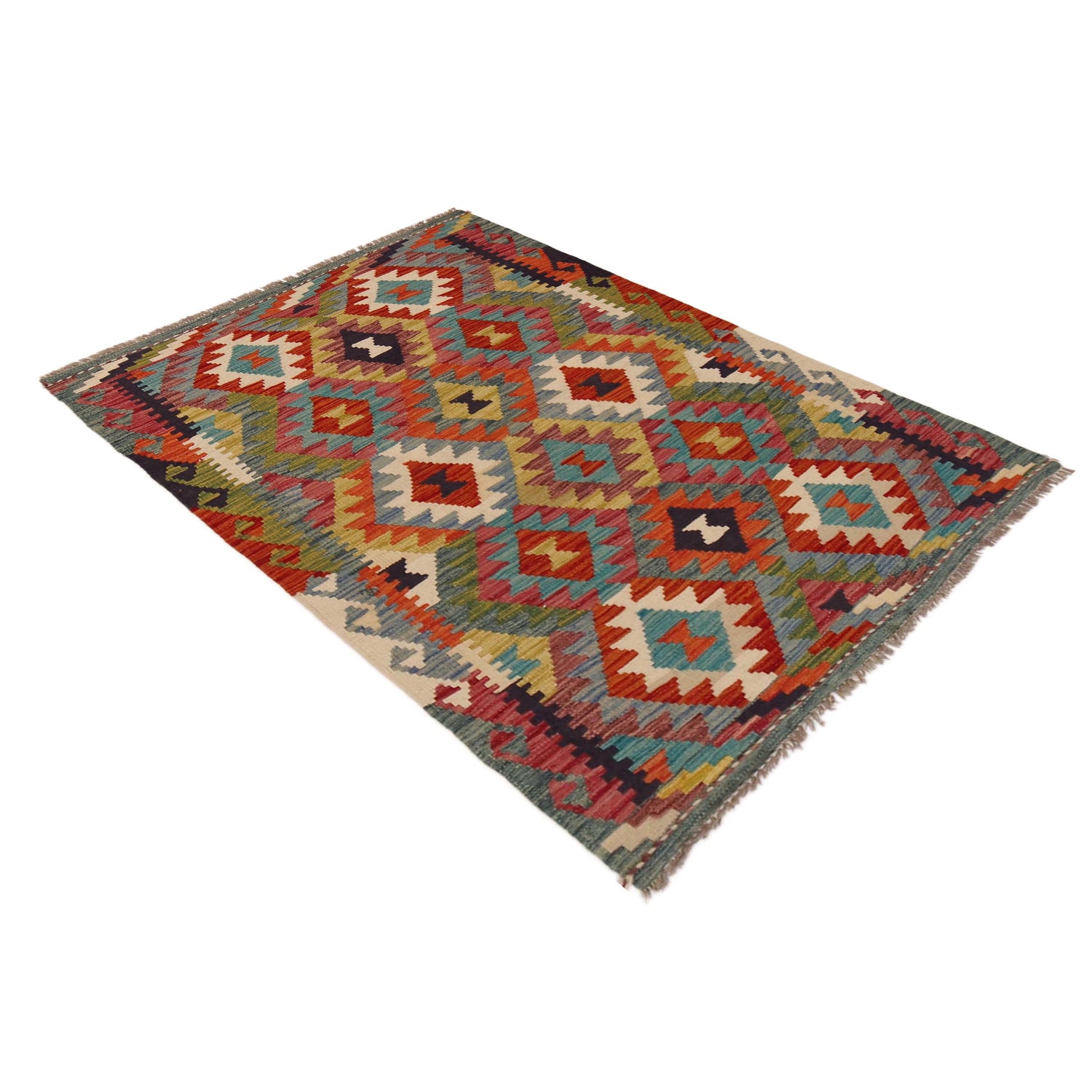 Handmade Vegetable Kilim 3' 3" x 4' 9" ft / 100 x 146 cm - No. P35693
