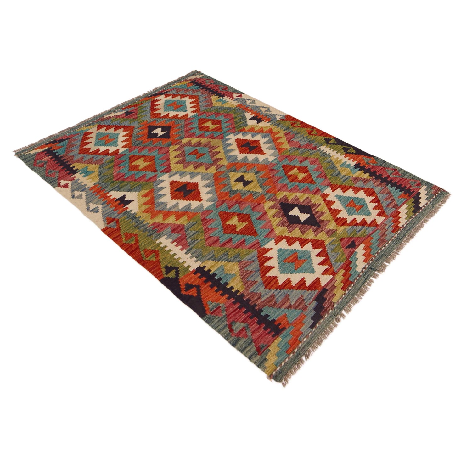Handmade Vegetable Kilim 3' 3" x 4' 9" ft / 100 x 146 cm - No. P35693