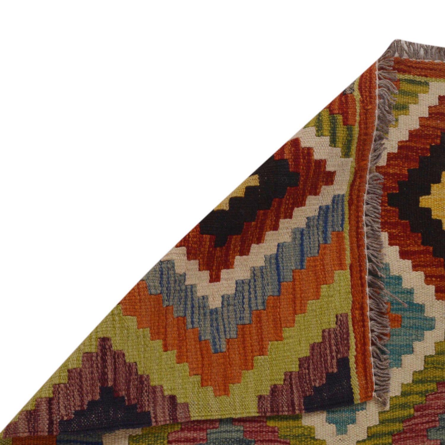 Hand Knotted Afghan Style Kilim 3' 5" x 4' 8" ft / 104 x 141 cm - No. P35695