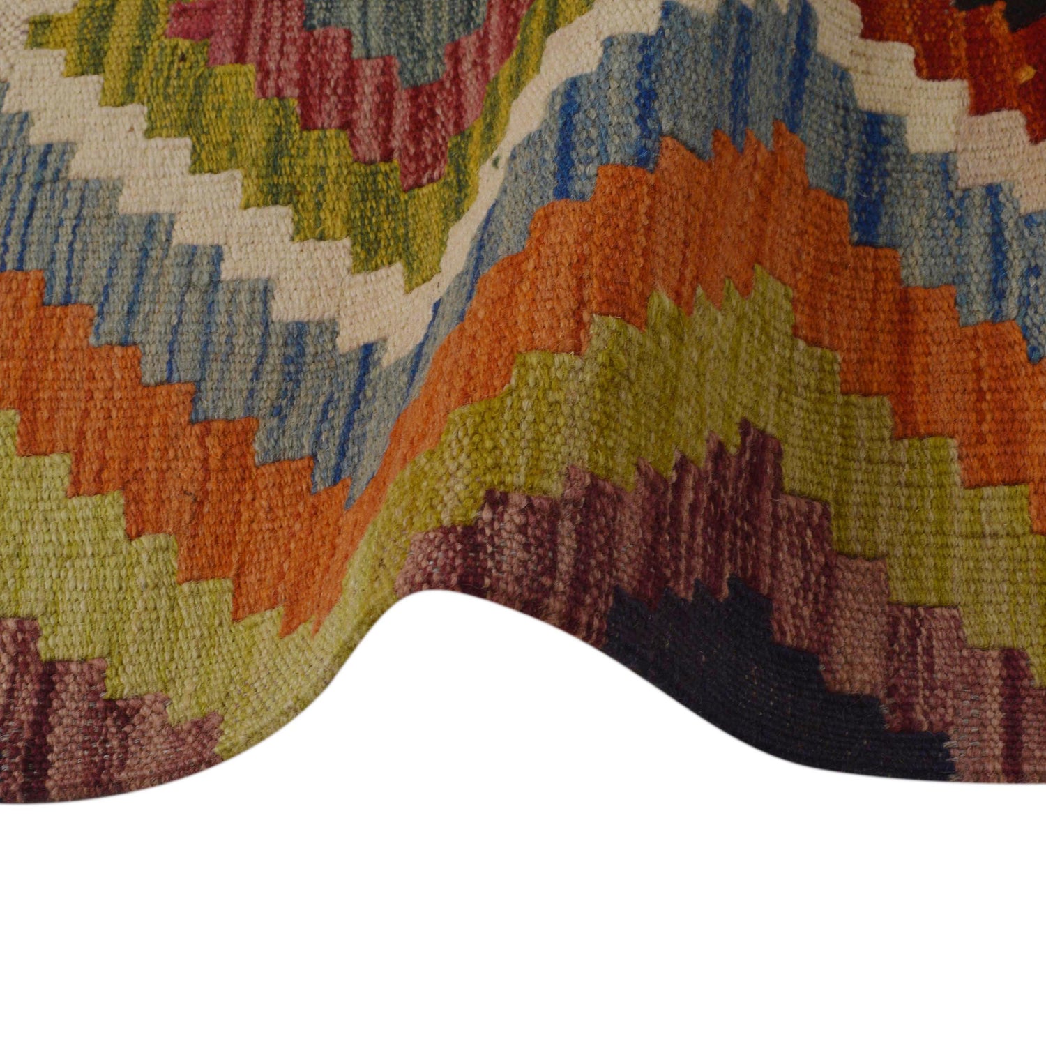 Hand Knotted Afghan Style Kilim 3' 5" x 4' 8" ft / 104 x 141 cm - No. P35695