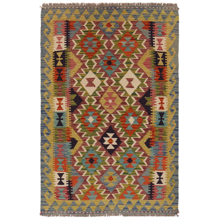 Hand Woven Wool Kelim 3' 3" x 4' 11" ft / 99 x 151 cm - No. P35696