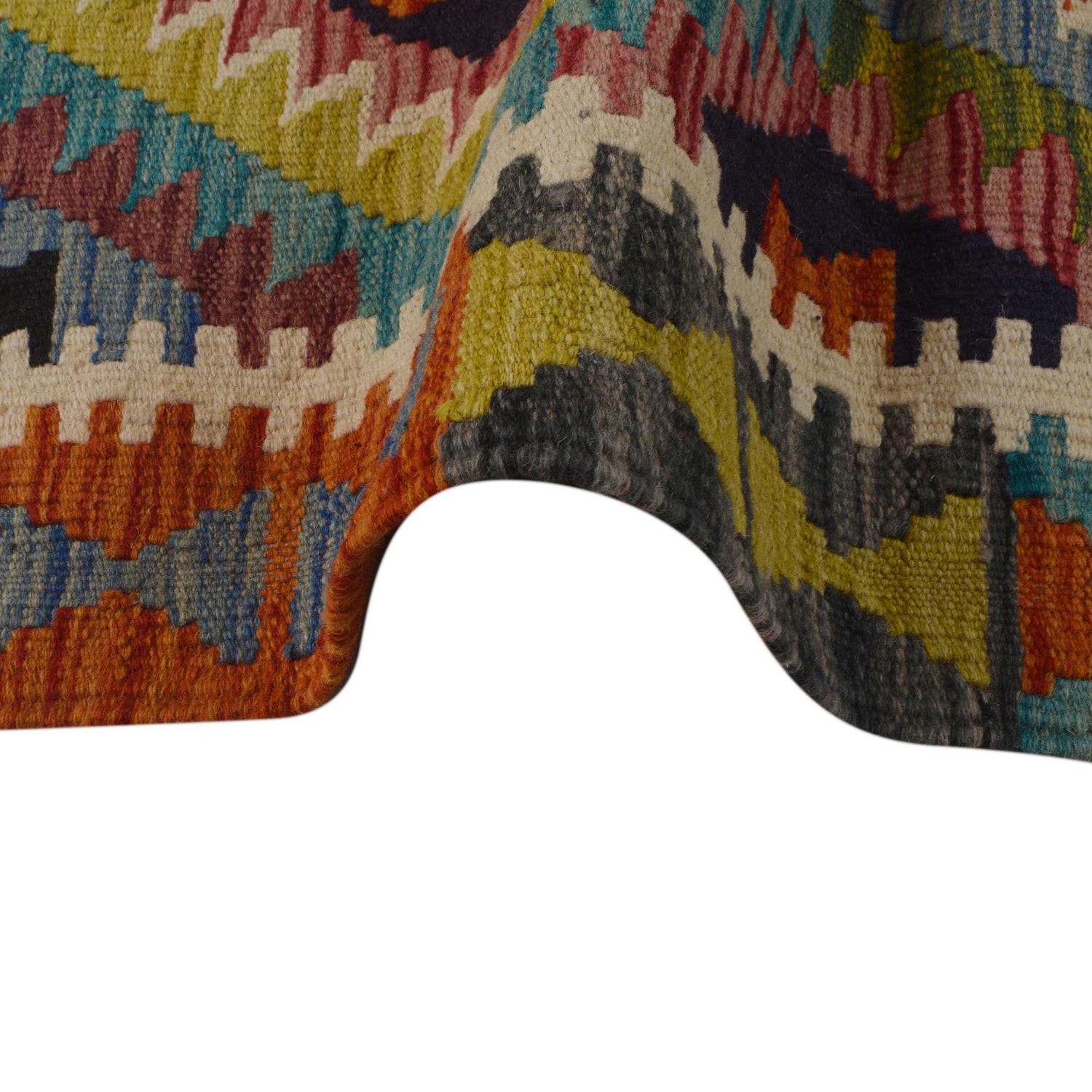 Handmade Turkish Design Wool Kilim 3' 4" x 4' 11" ft / 101 x 149 cm - No. P35697