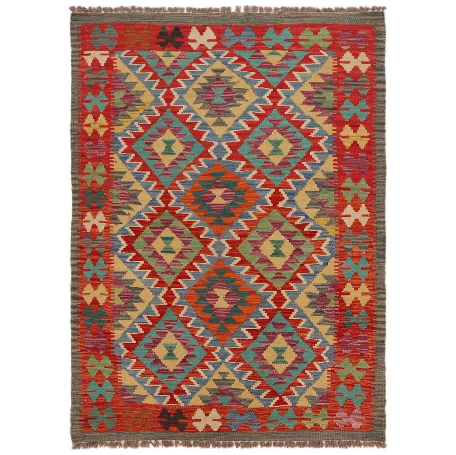 Small Size Chobi Kilim 3' 4" x 4' 9" ft / 102 x 144 cm - No. P35698
