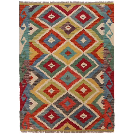 Hand Knotted Flatweave Kilim 3' 4" x 4' 11" ft / 101 x 149 cm - No. P35699