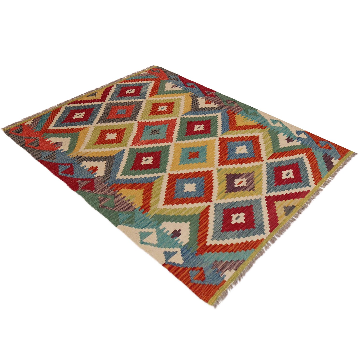 Hand Knotted Flatweave Kilim 3' 4" x 4' 11" ft / 101 x 149 cm - No. P35699