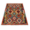 Multi Color ful Flat-Weave Wool Kilim 3' 3" x 4' 9" ft / 100 x 146 cm - No. P35702