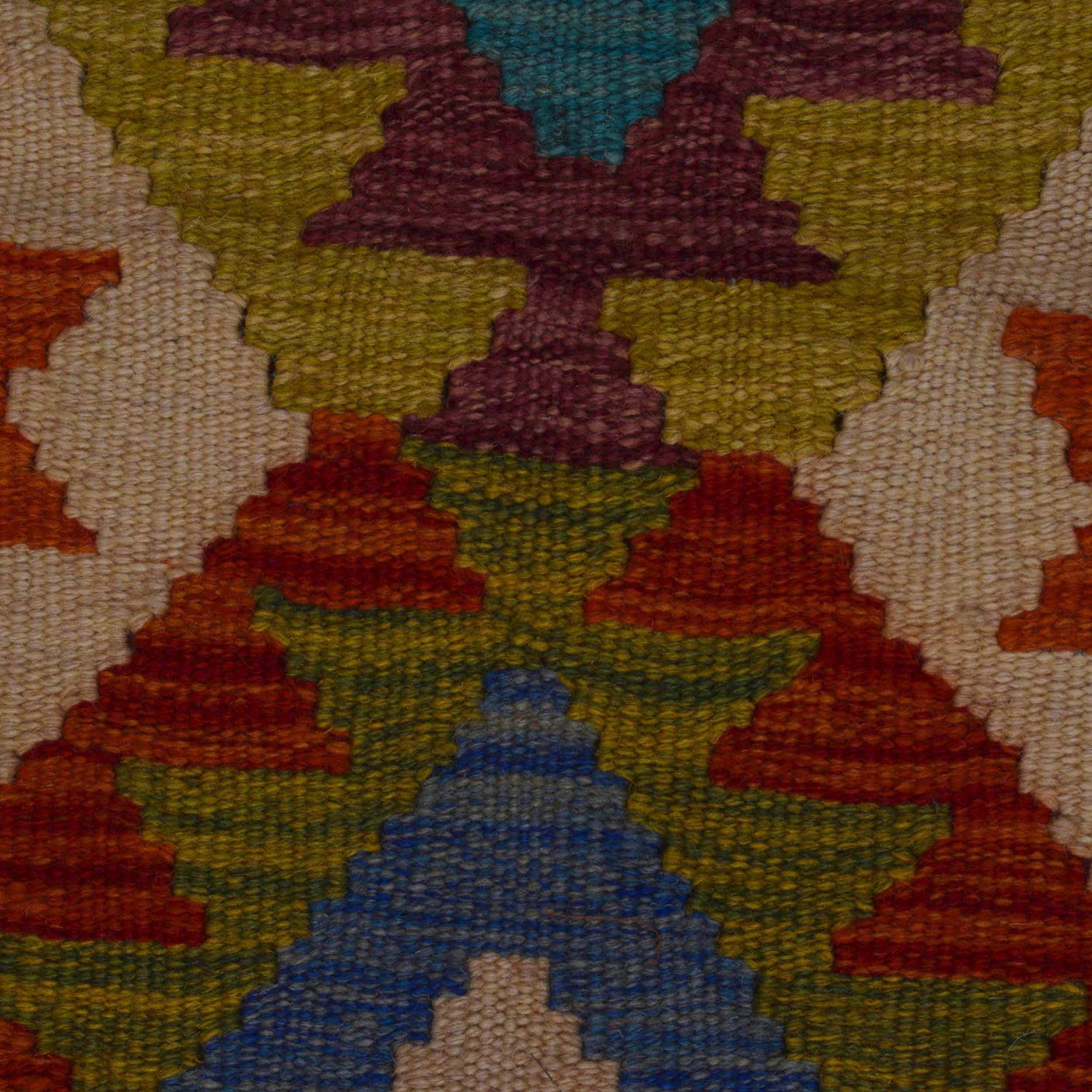 Multi Color ful Flat-Weave Wool Kilim 3' 3" x 4' 9" ft / 100 x 146 cm - No. P35702