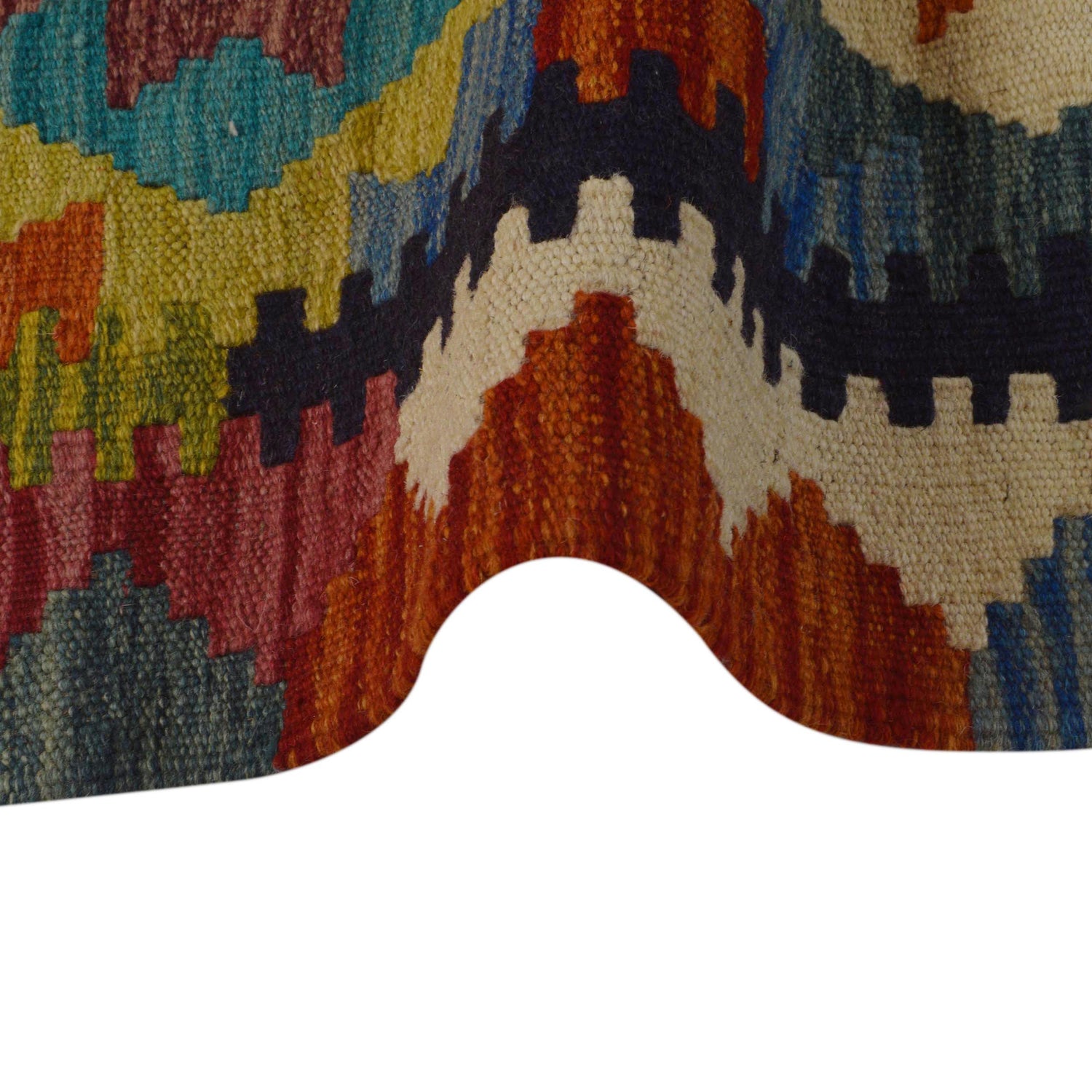 Multi Color ful Flat-Weave Wool Kilim 3' 3" x 4' 9" ft / 100 x 146 cm - No. P35702