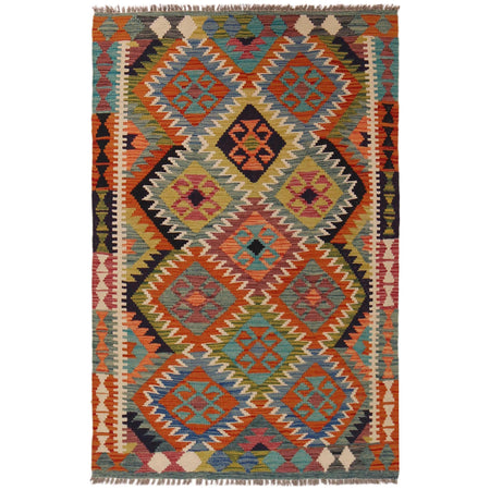 Handmade Vegetable Kilim 3' 3" x 5' 1" ft / 98 x 154 cm - No. P35704