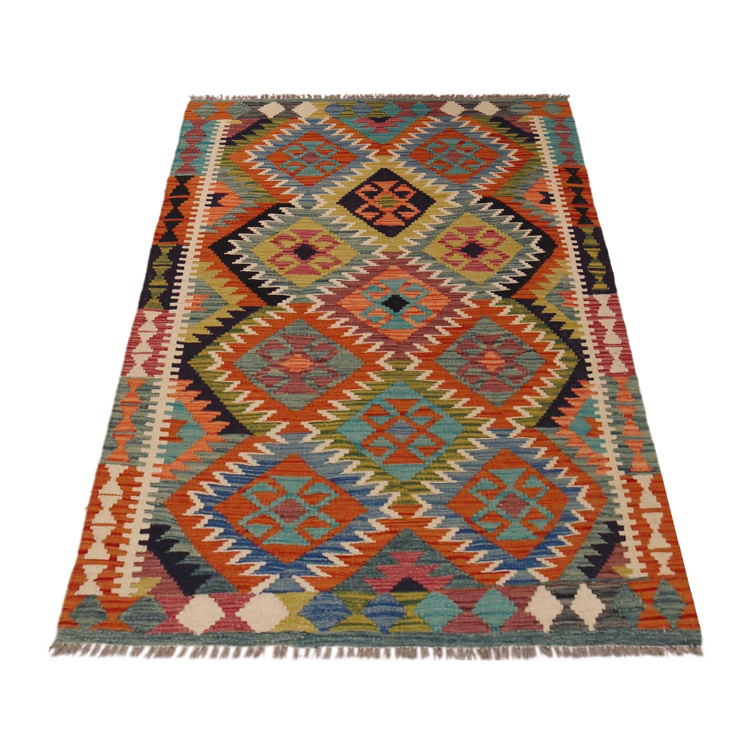 Handmade Vegetable Kilim 3' 3" x 5' 1" ft / 98 x 154 cm - No. P35704