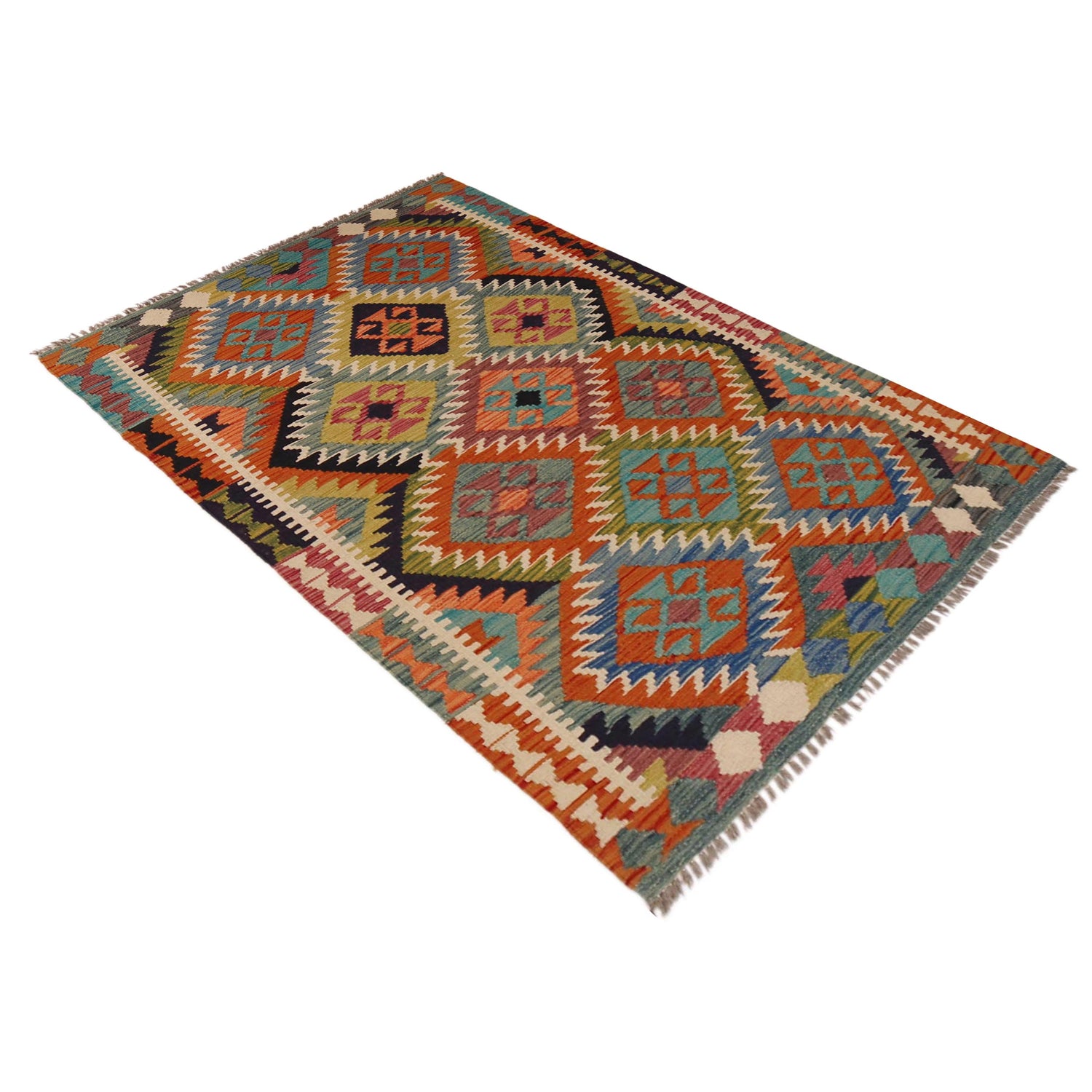 Handmade Vegetable Kilim 3' 3" x 5' 1" ft / 98 x 154 cm - No. P35704