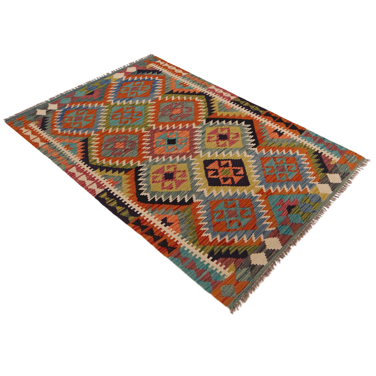 Handmade Vegetable Kilim 3' 3" x 5' 1" ft / 98 x 154 cm - No. P35704