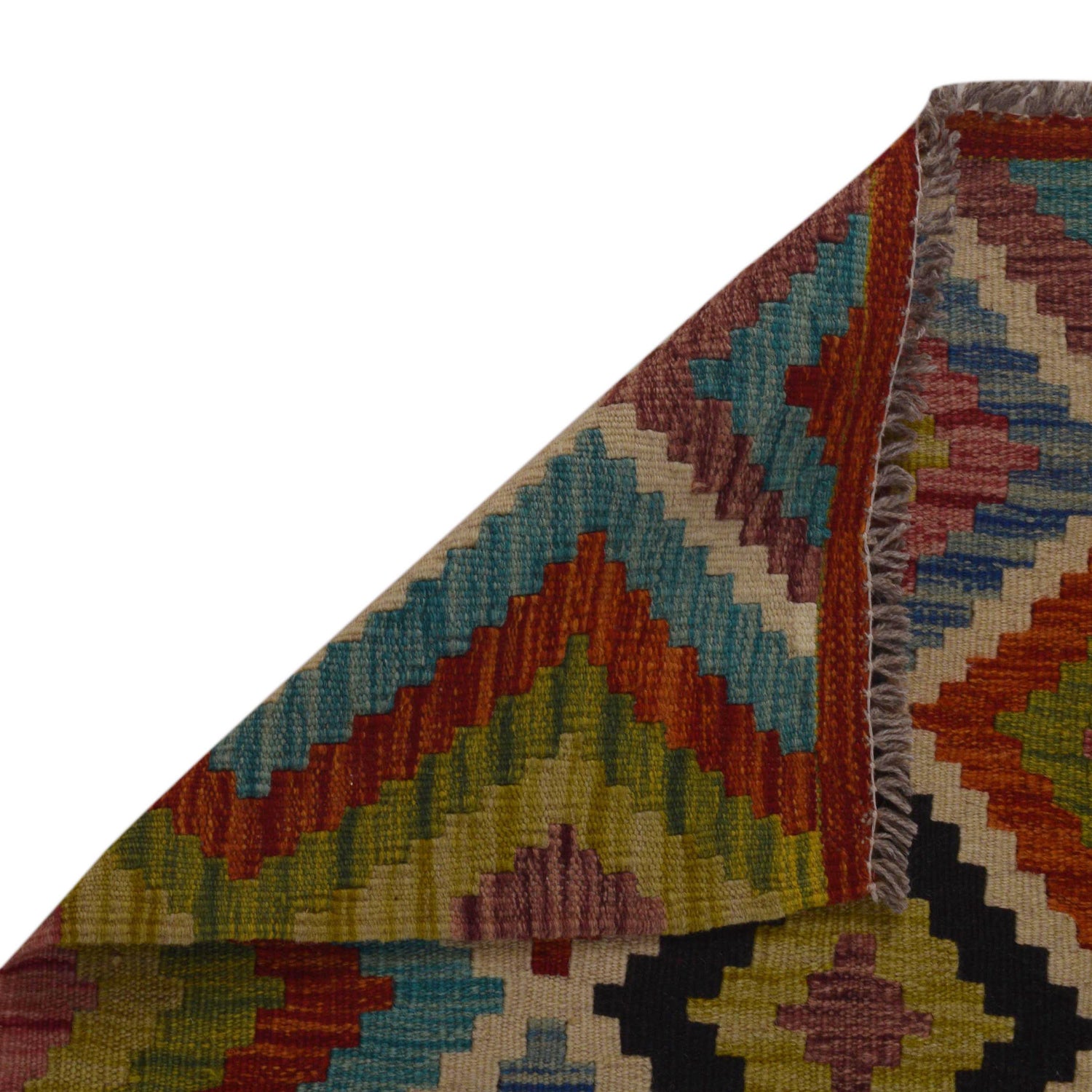 Hand Woven Wool Kelim 3' 4" x 4' 11" ft / 102 x 151 cm - No. P35707