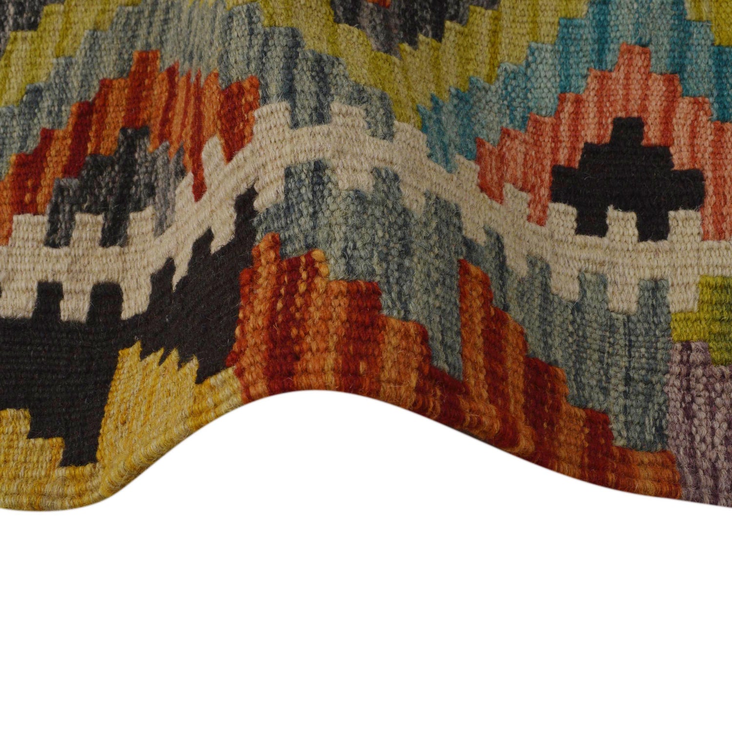 Hand Knotted Afghan Style Kilim 3' 4" x 4' 11" ft / 101 x 149 cm - No. P35716