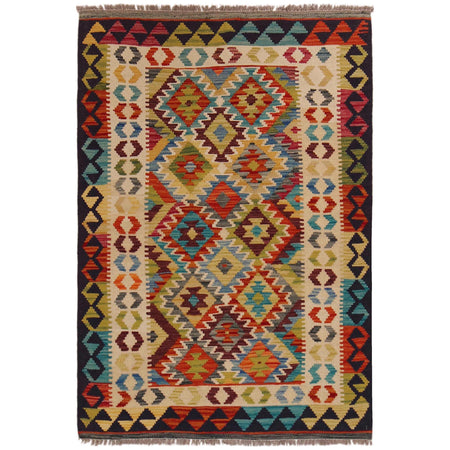 Hand Woven Wool Kelim 3' 3" x 4' 11" ft / 100 x 149 cm - No. P35717