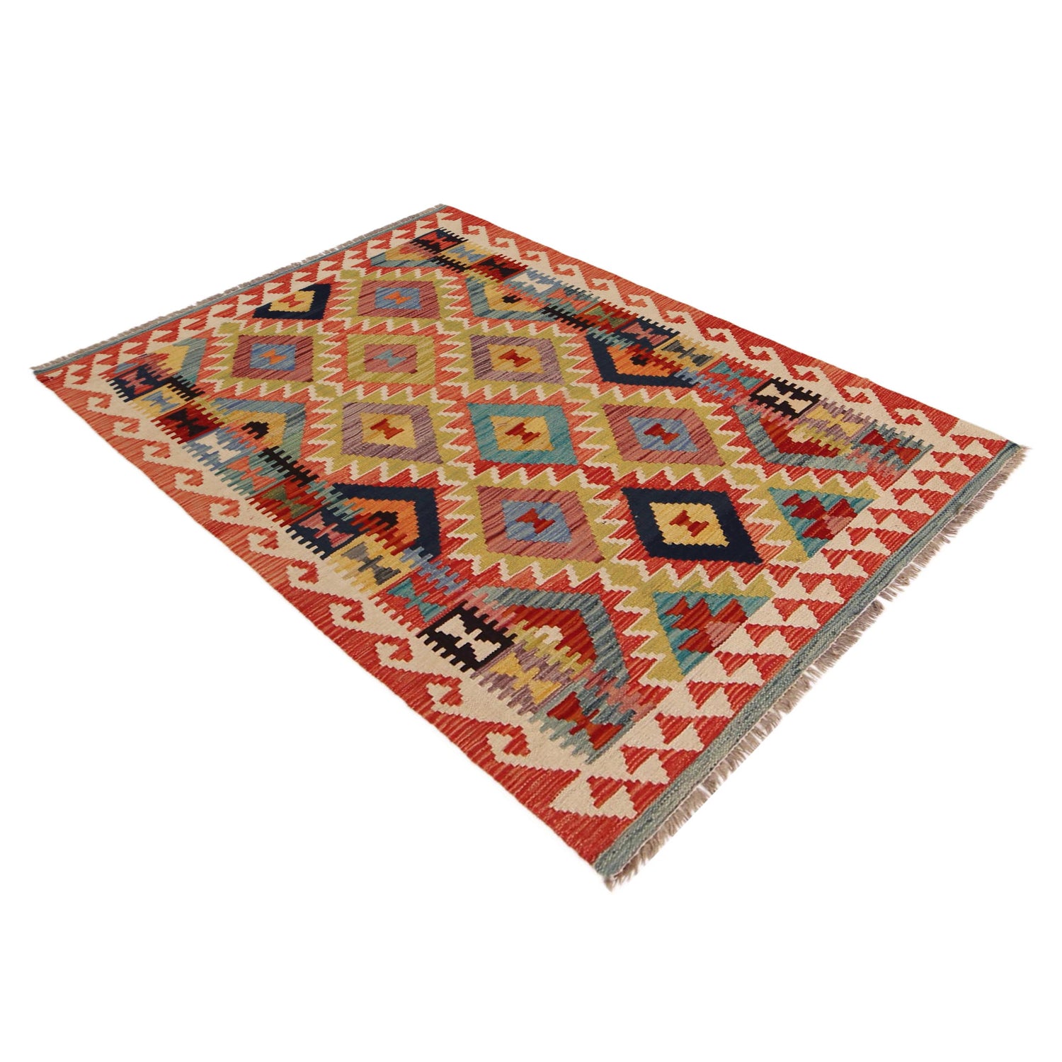 Handmade Turkish Design Wool Kilim 3' 4" x 4' 10" ft / 102 x 148 cm - No. P35718