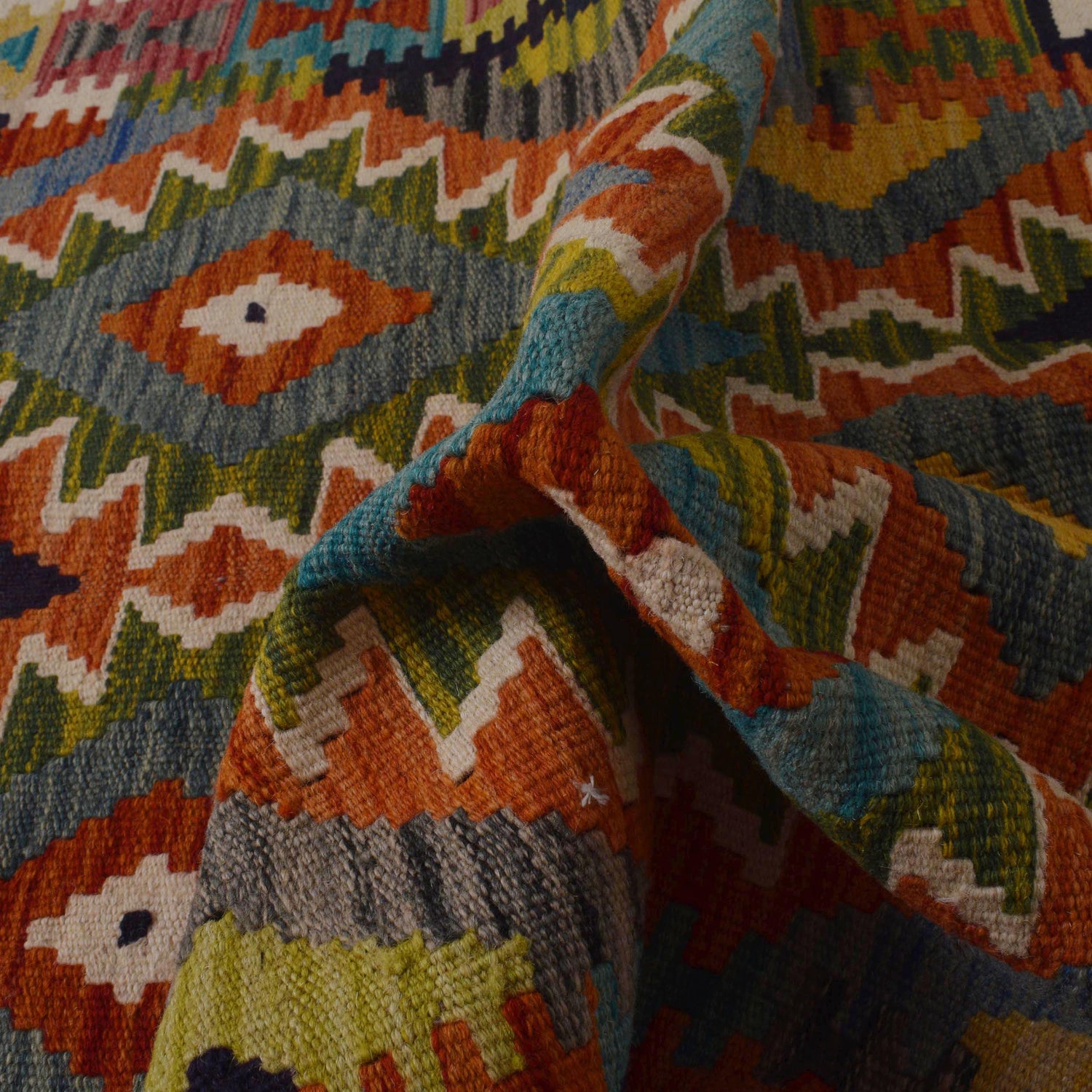 Hand Knotted Flatweave Kilim 3' 4" x 4' 11" ft / 101 x 150 cm - No. P35720