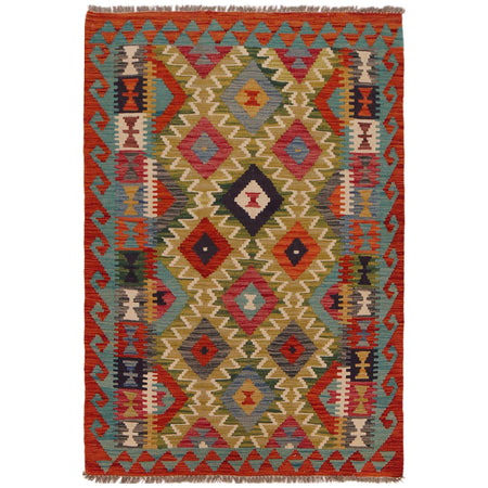 Handmade Vegetable Kilim 3' 3" x 4' 9" ft / 100 x 145 cm - No. P35724
