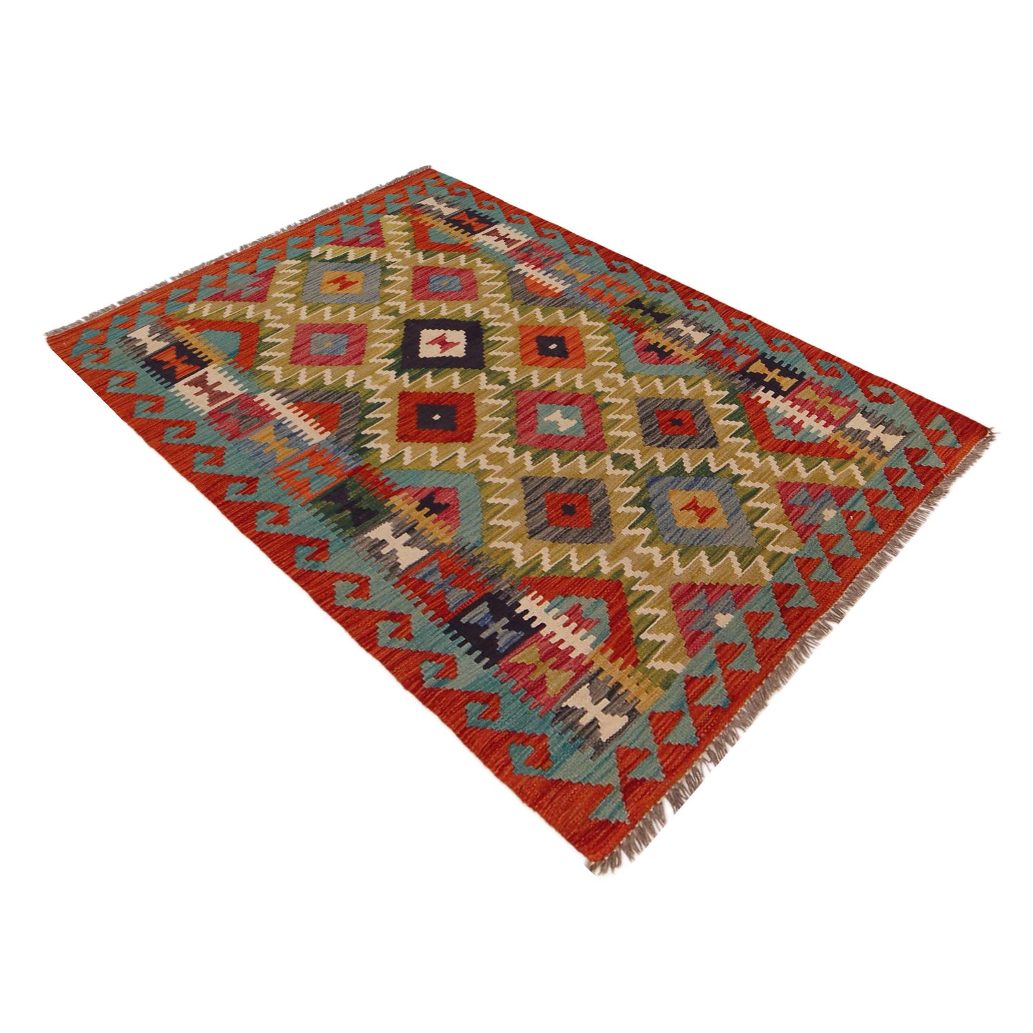 Handmade Vegetable Kilim 3' 3" x 4' 9" ft / 100 x 145 cm - No. P35724