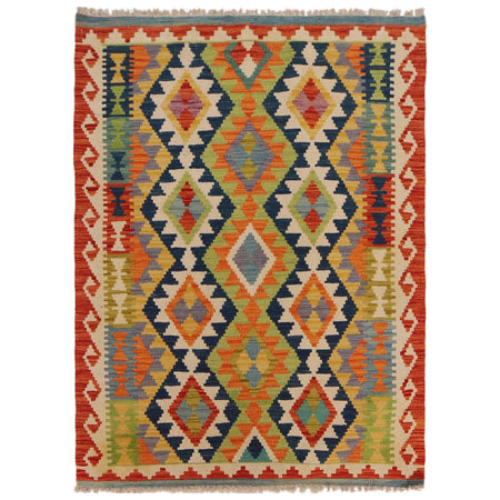 Hand Knotted Afghan Style Kilim 3' 8" x 5' 0" ft / 112 x 152 cm - No. P35726
