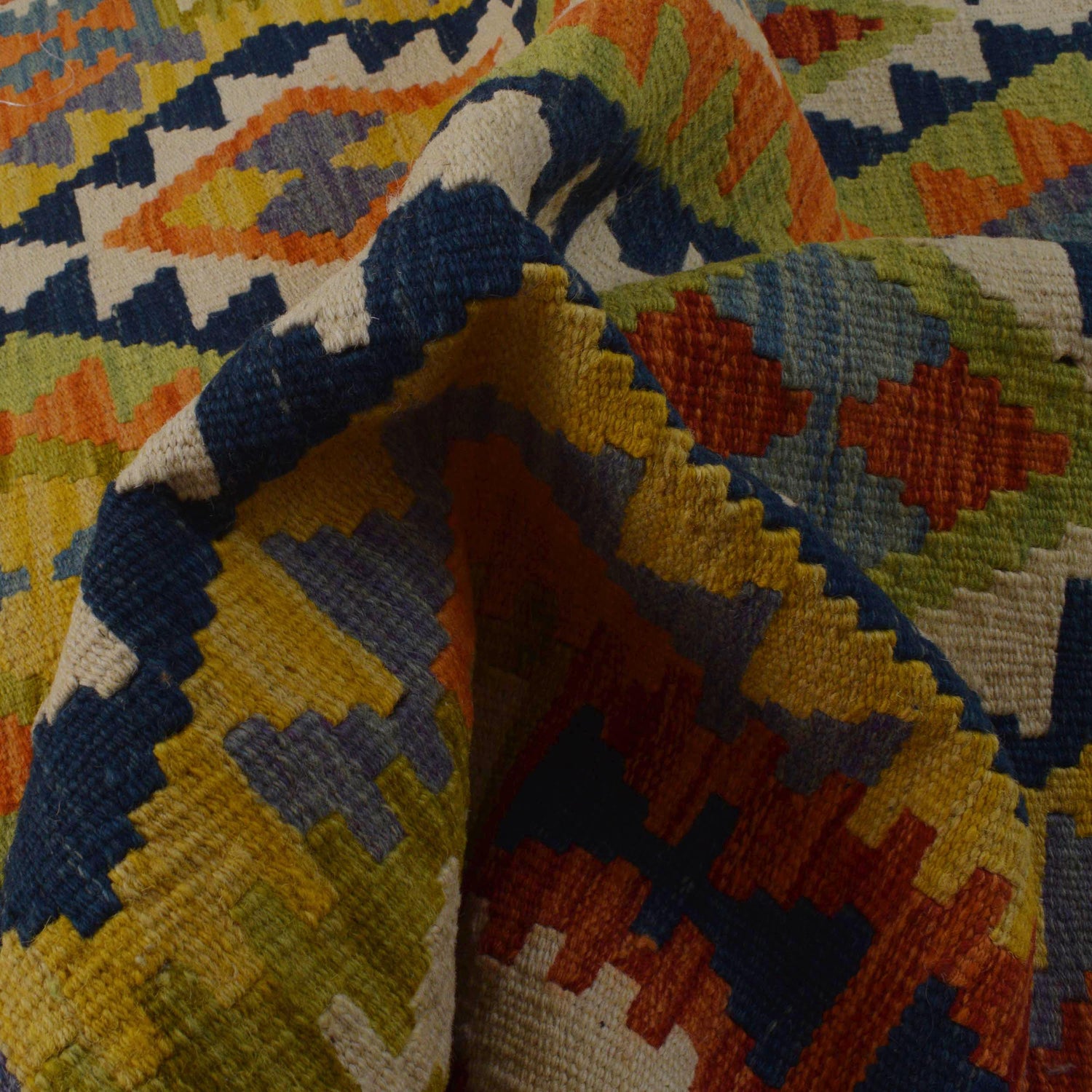 Hand Knotted Afghan Style Kilim 3' 8" x 5' 0" ft / 112 x 152 cm - No. P35726