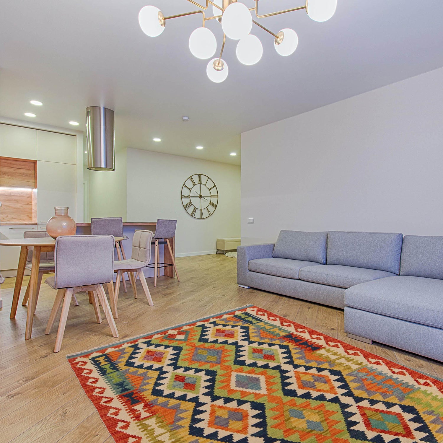 Hand Knotted Afghan Style Kilim 3' 8" x 5' 0" ft / 112 x 152 cm - No. P35726