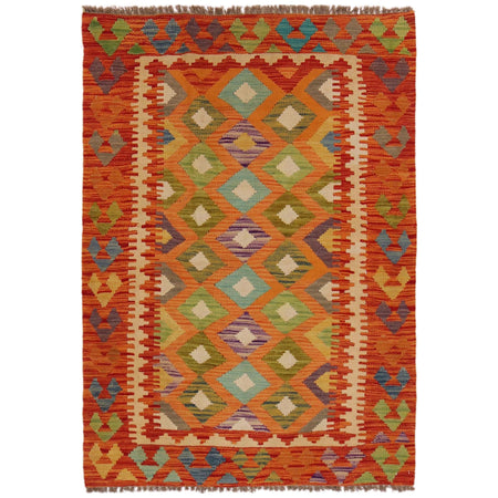 Hand Woven Wool Kelim 3' 4" x 4' 9" ft / 102 x 146 cm - No. P35727