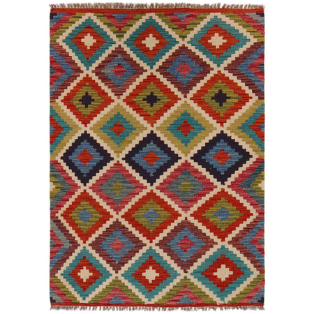 Hand Knotted Flatweave Kilim 3' 5" x 4' 9" ft / 103 x 146 cm - No. P35730