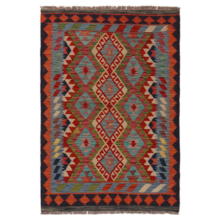 Handmade Afghan Vegetable Kilim 3' 3" x 4' 10" ft / 99 x 147 cm - No. P35731